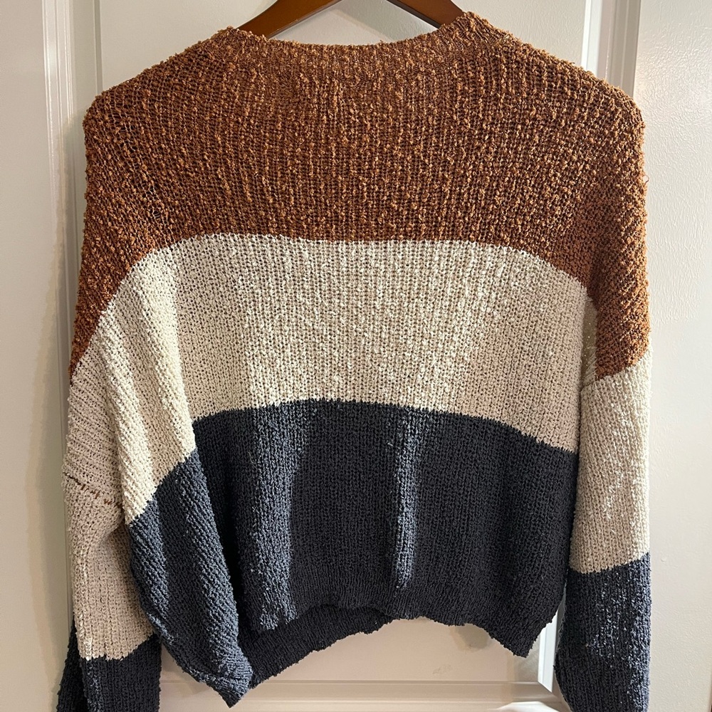 Colorblock Sweater - Brown, Cream, and Gray - Picture 3 of 4